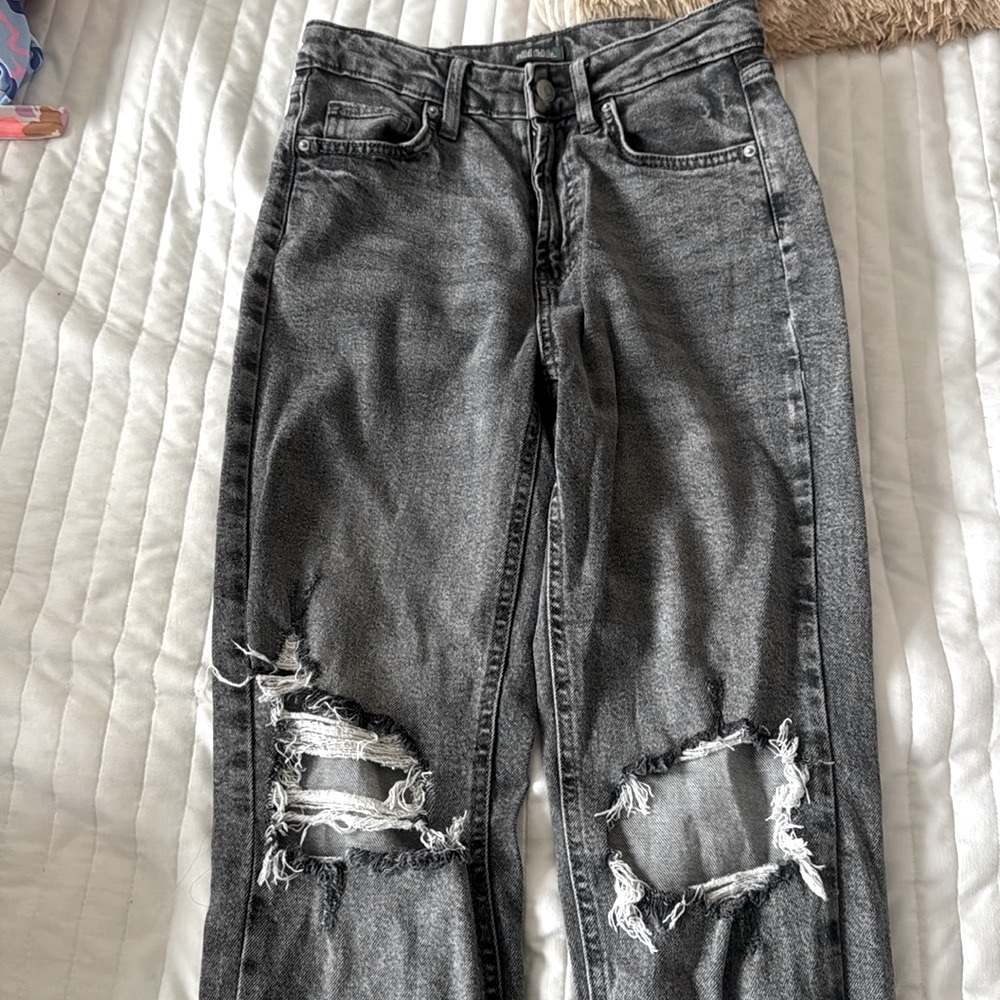 Black Ripped High Rise Mom Jeans - Picture 2 of 4